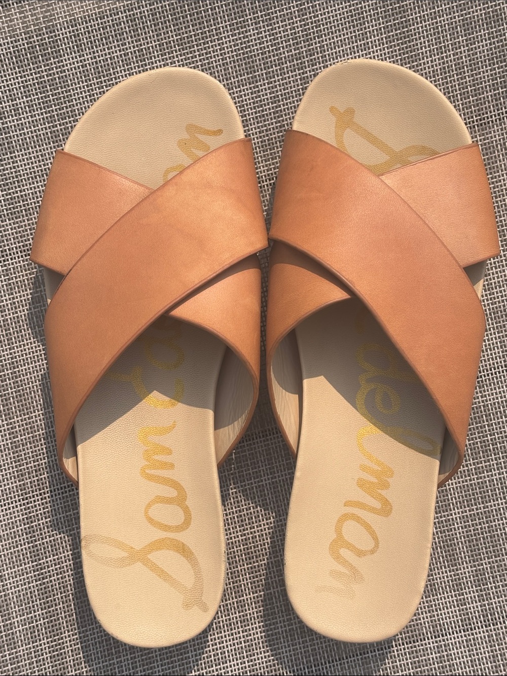 Sam Edelman Tan Leather Platform Slide Sandals Size 8